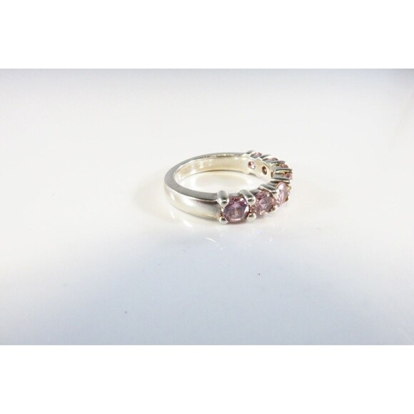 Sterling Silver Stackable Pink Glass Accented Band Ring Size 6.5 - Picture 3 of 6